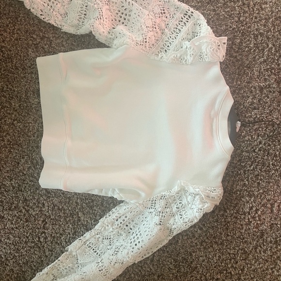 Sea New York White Lace Sleeve Sweatshirt - Picture 3 of 4